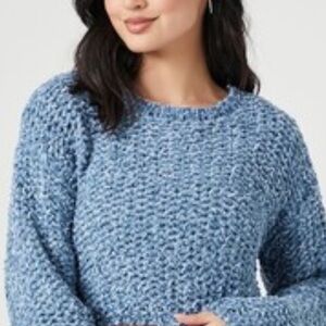 NWT ZARA BLUE MARLED COZY CROP SWEATER S